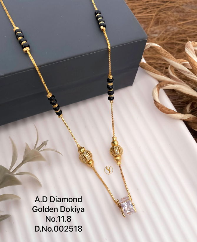 Dokiya 3 AD Diamond Golden Mangalsutra Wholesale Price In Surat
